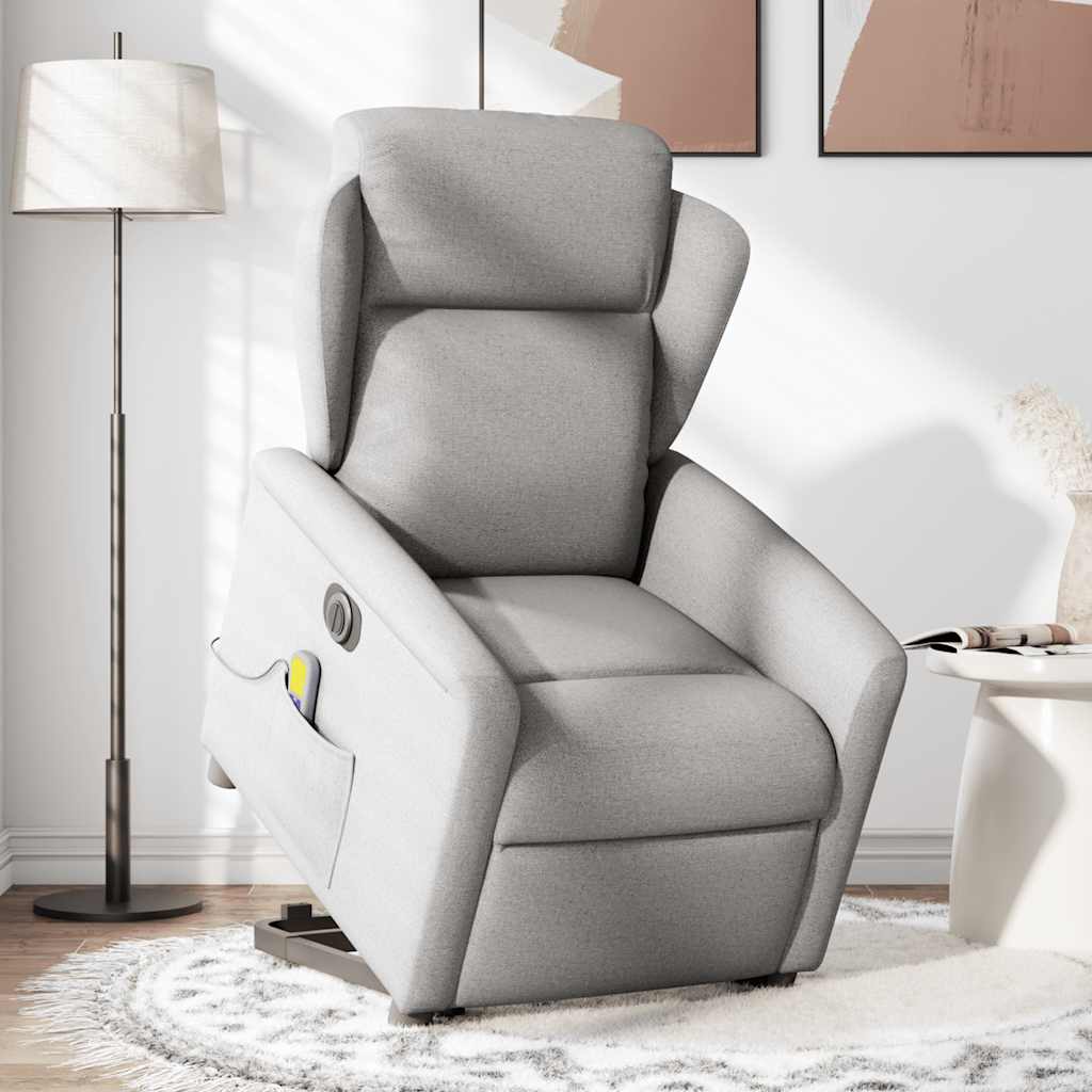 Poltrona elétrica elevatória massagens tecido cinzento-nublado