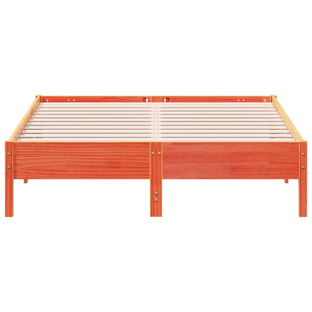 Cama sem colchão 140x200 cm madeira pinho maciça castanho-mel
