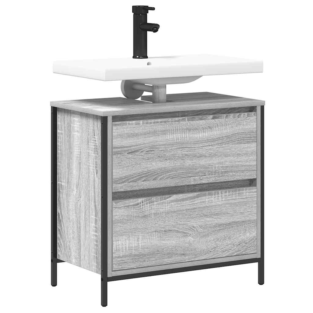 Gabinete para lavatório com gavetas, cinza, sonoma, 60x34,5x60 cm