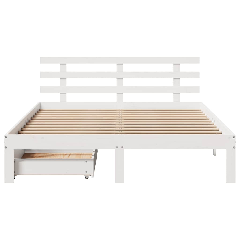 Estrutura de cama c/ gavetas 120x200 cm pinho maciço branco