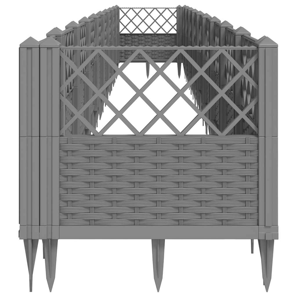 Vaso/floreira jardim c/ estacas 363,5x43,5x43,5 cm cinza-claro