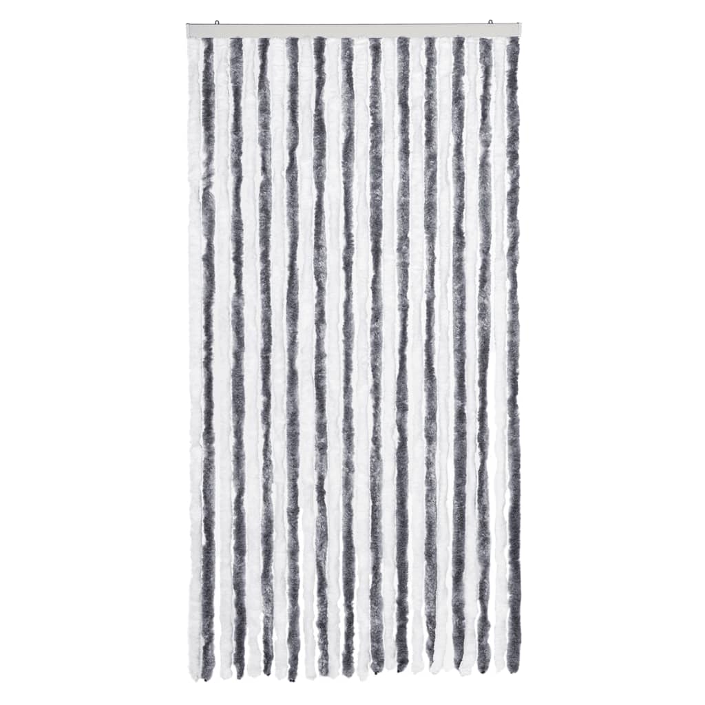 Cortina anti-insetos 100x230 cm chenille cinzento e branco