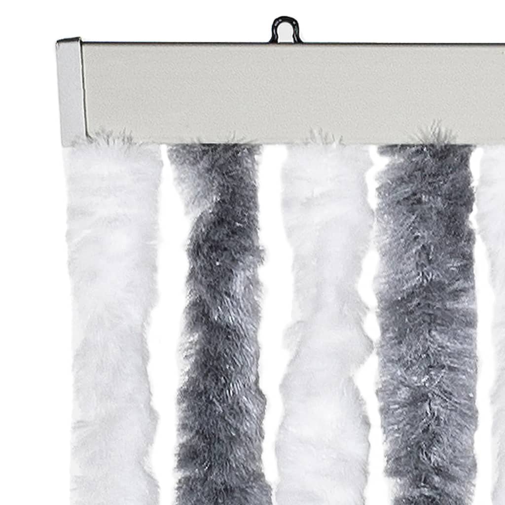 Cortina anti-insetos 100x230 cm chenille cinzento e branco