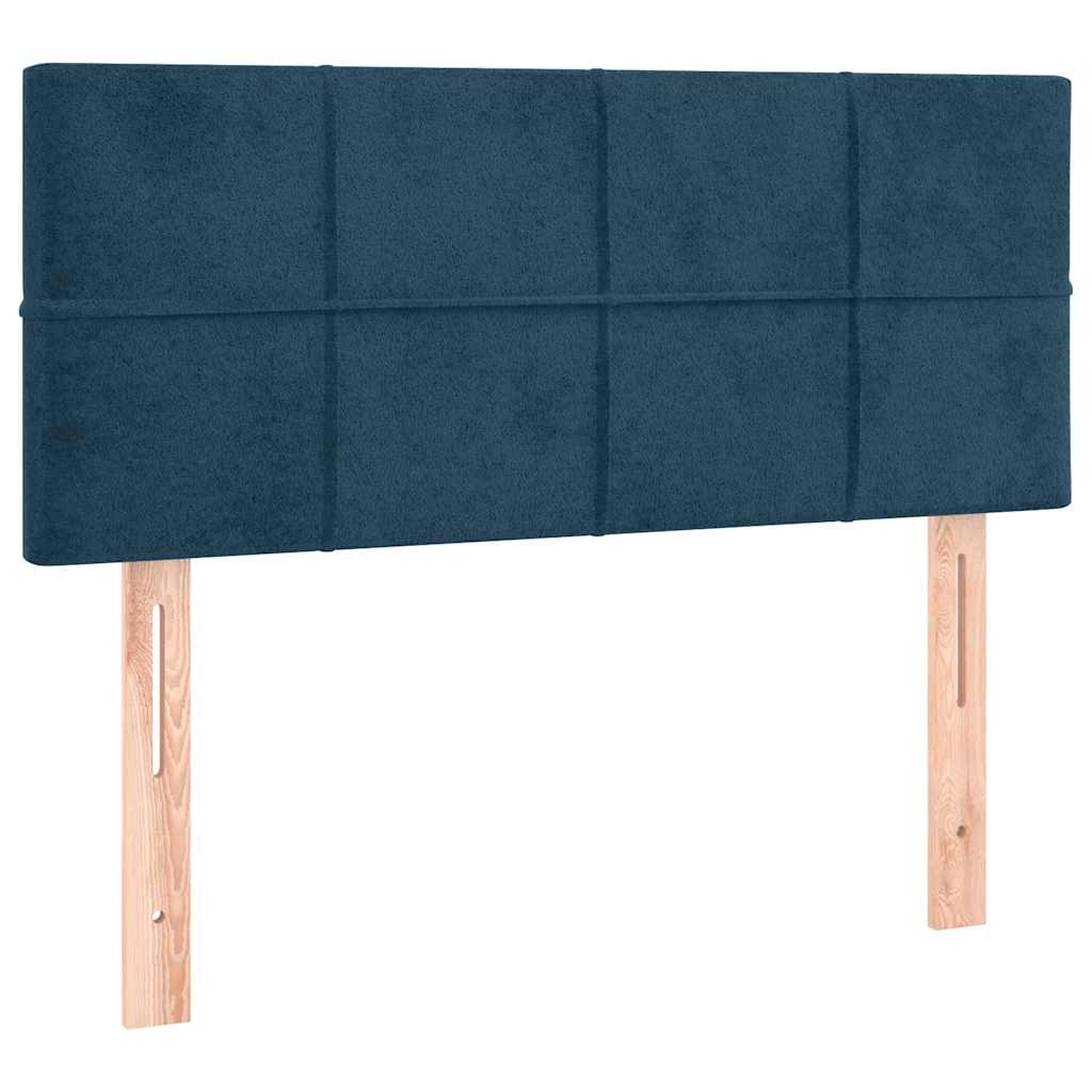 Cabeceira de cama c/ luzes LED veludo 90x5x78/88 cm azul-escuro