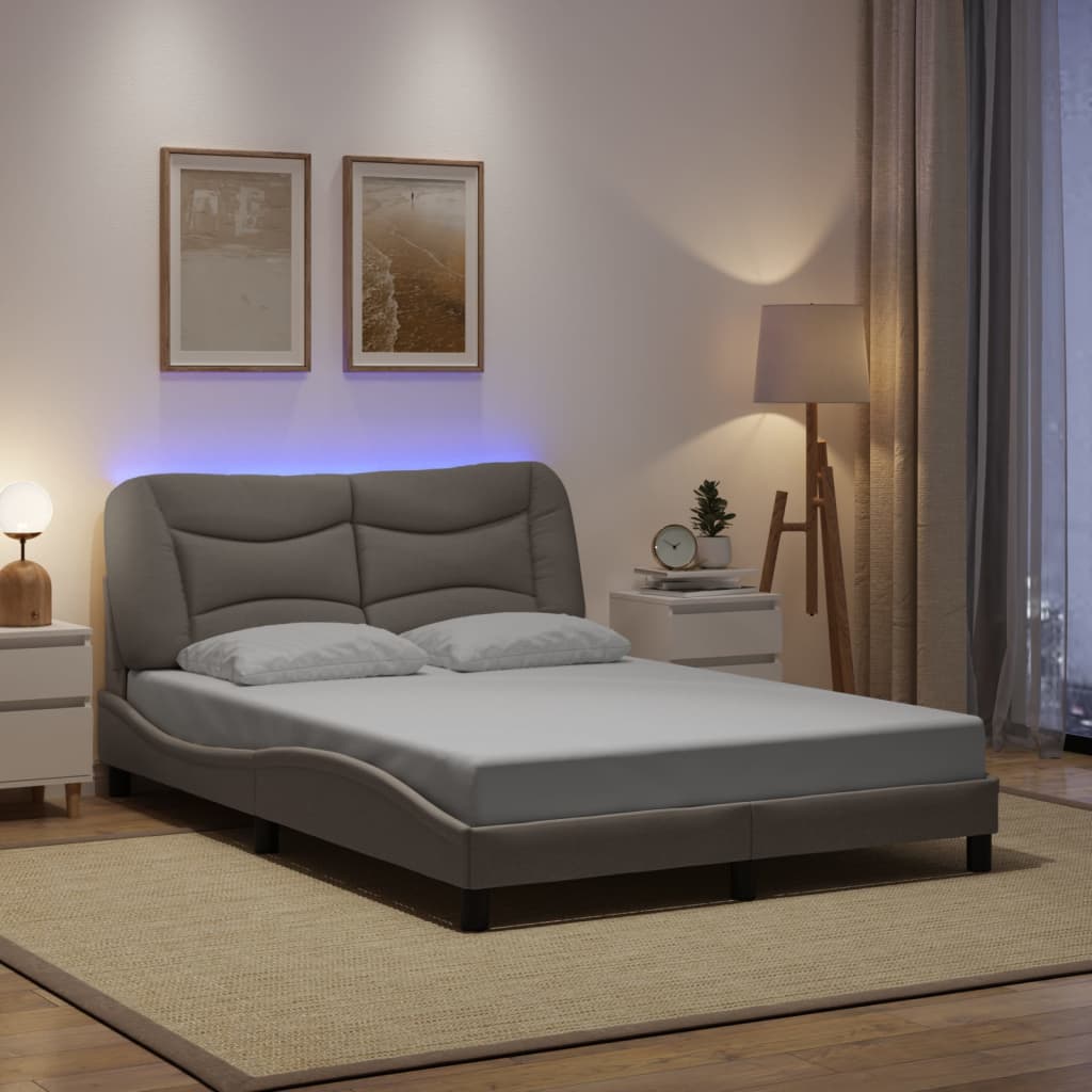 Estrutura de cama com LED sem colchão hvar 140x190 cm tecido