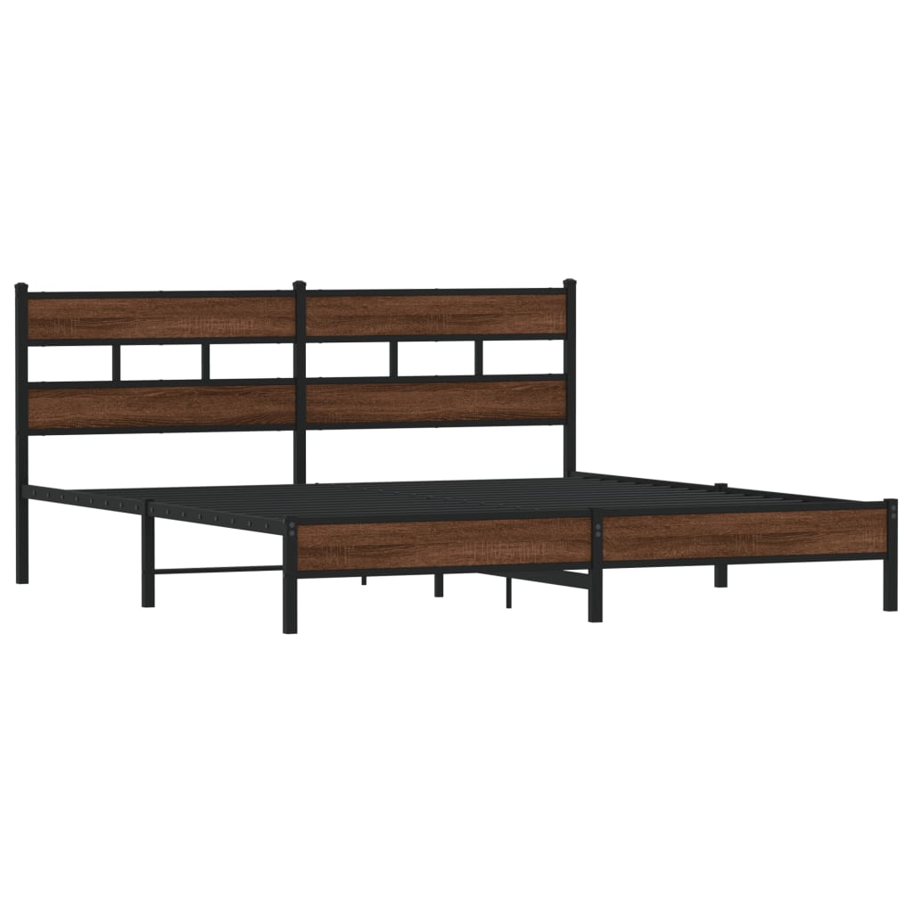 Estrutura cama sem colchão 193x203 cm metal carvalho castanho