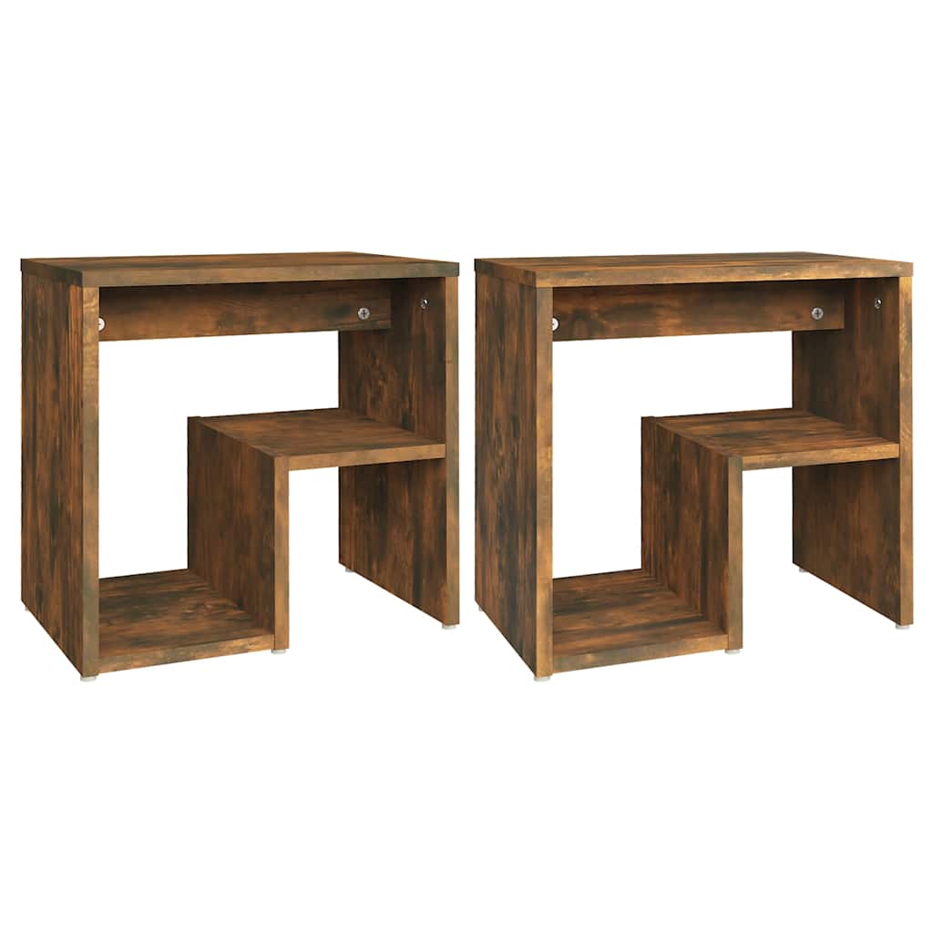Mesas cabeceira 2 pcs 40x30x40 cm madeira proc. carvalho fumado