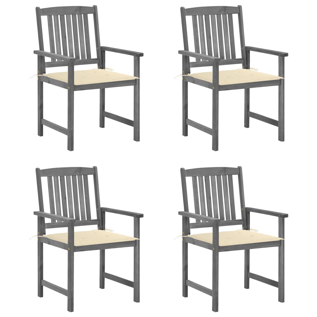 Cadeiras de jardim com almofadões 4 pcs acácia maciça cinza