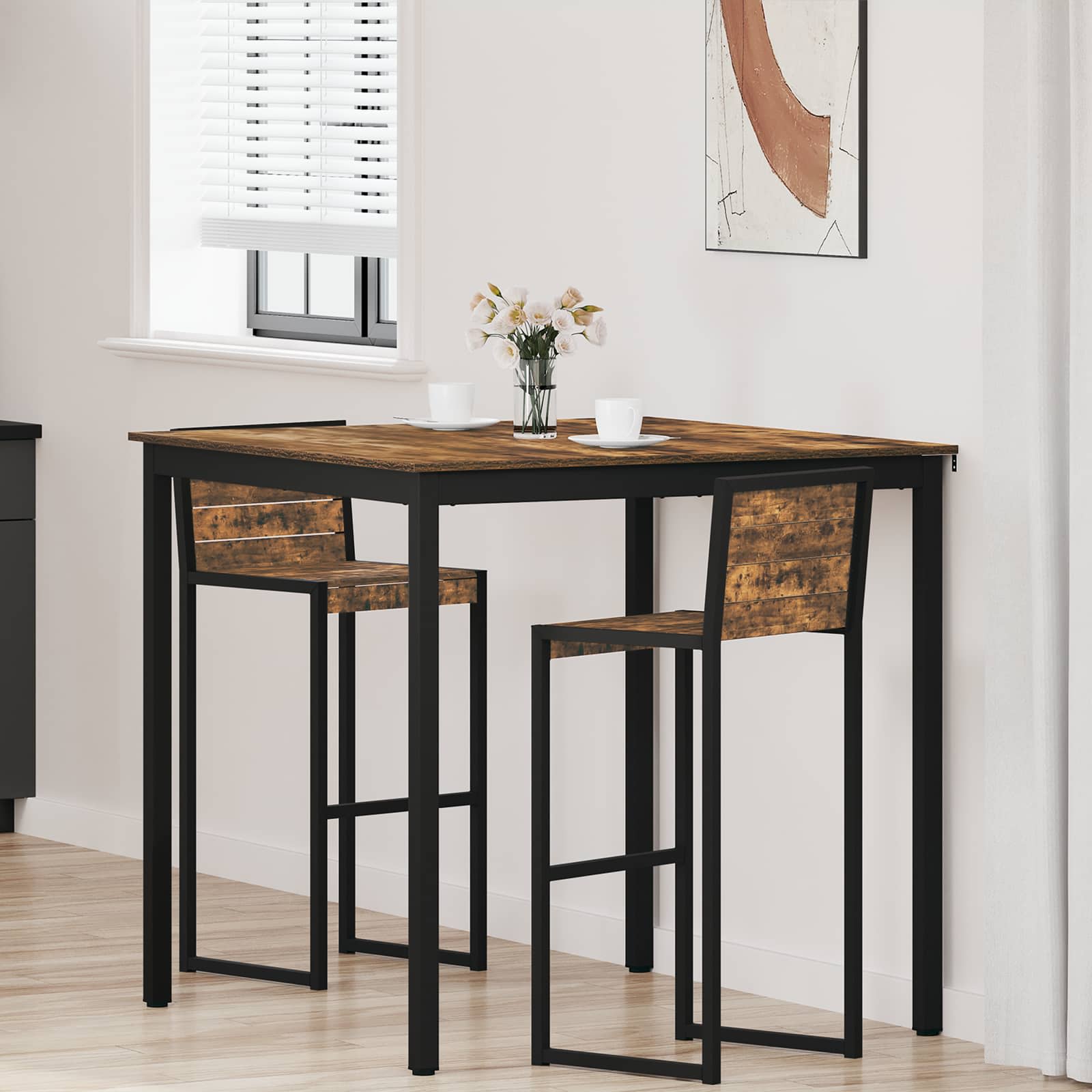 Mesa de bar em pé derivados de madeira quadrado