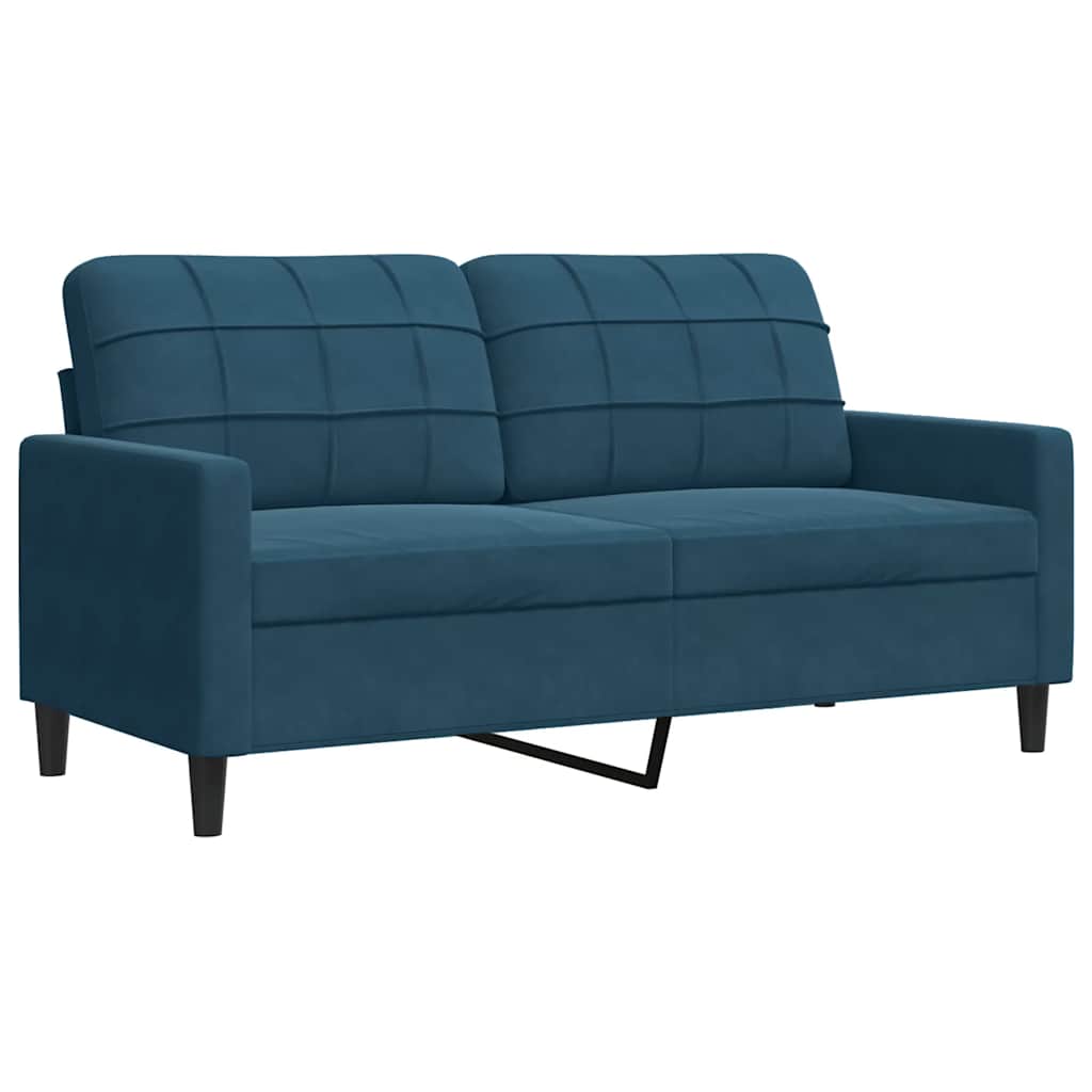 3 Pcs conjunto de sofás com almofadões veludo azul