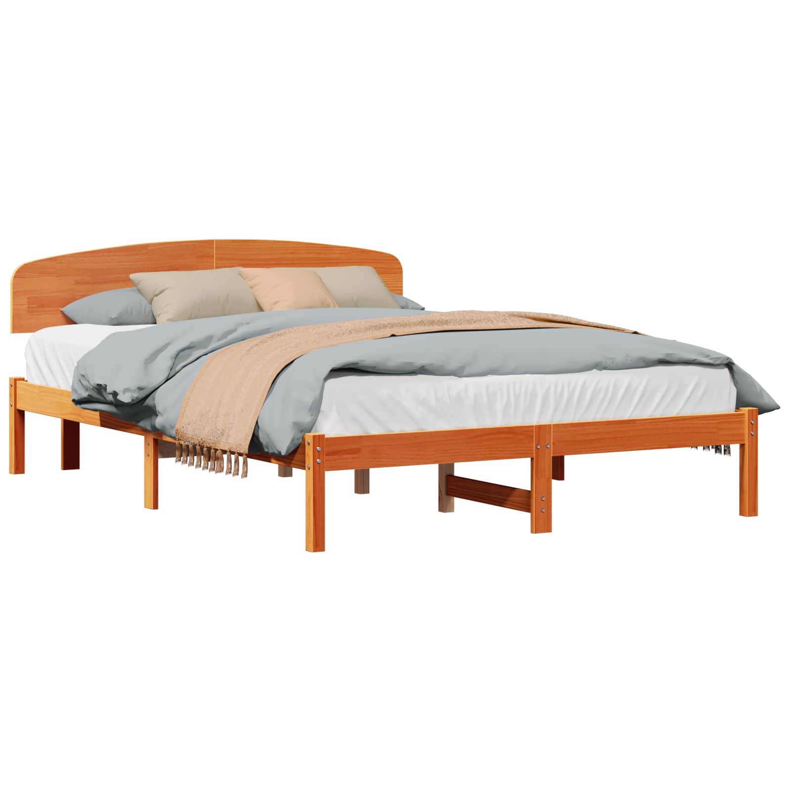 Estrutura da cama com cabeceira marrom cera 140 x 200 cm