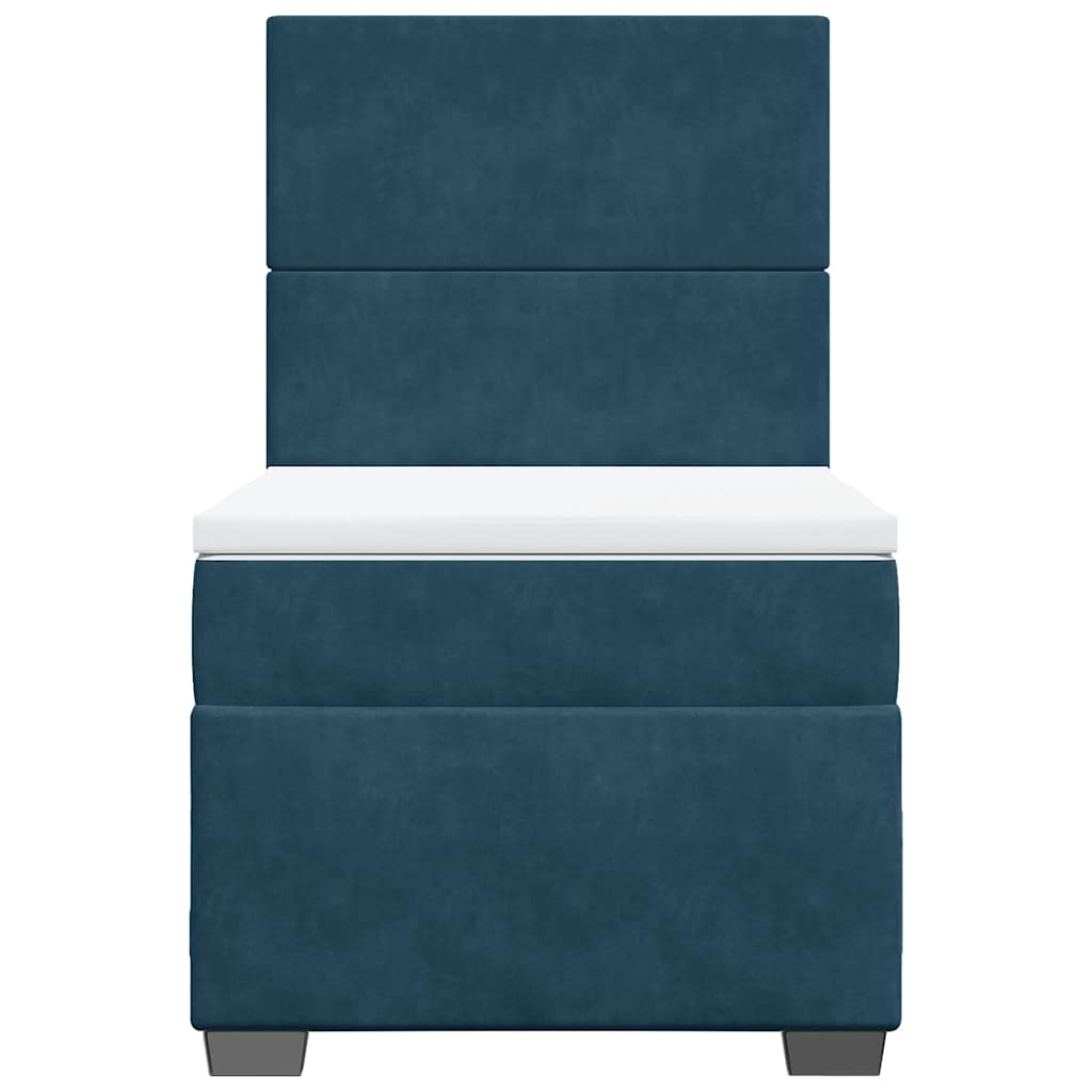 Cama boxspring com colchão 90x190 cm veludo azul
