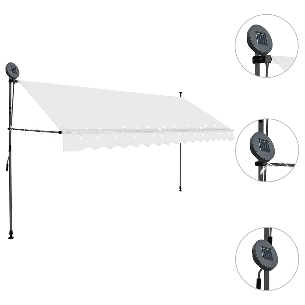 Toldo retrátil manual com LED 350 cm creme