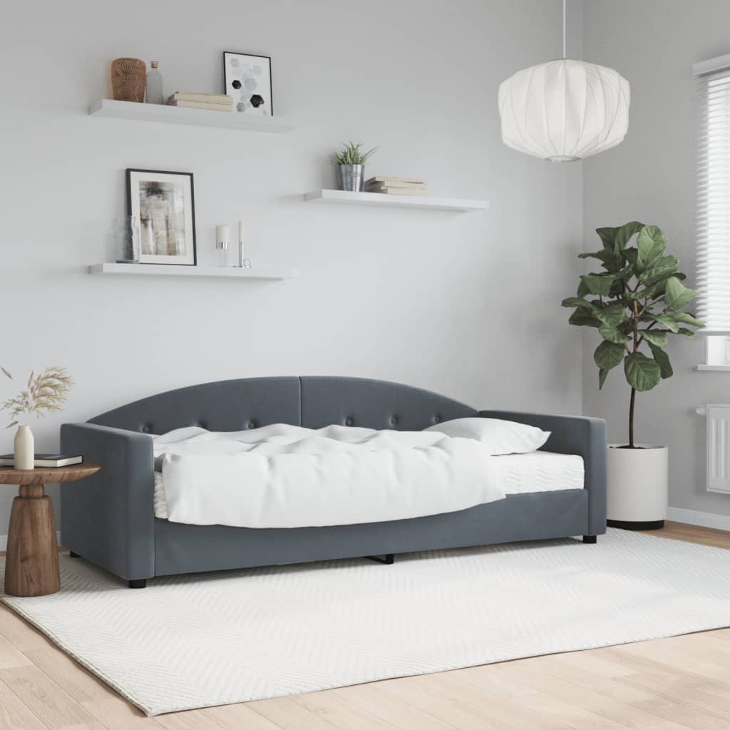 Sofá-cama com colchão 80x200 cm veludo cinzento-escuro