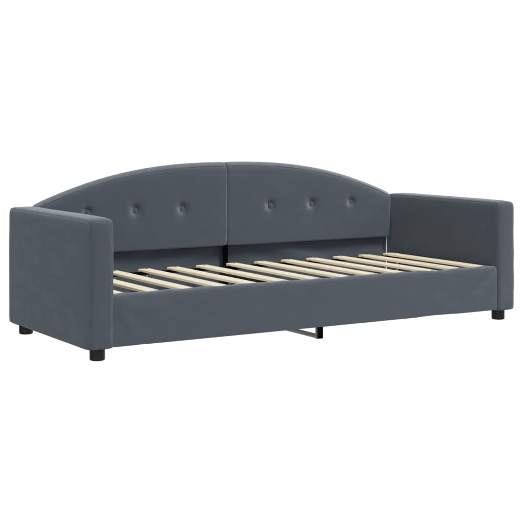 Sofá-cama com colchão 80x200 cm veludo cinzento-escuro
