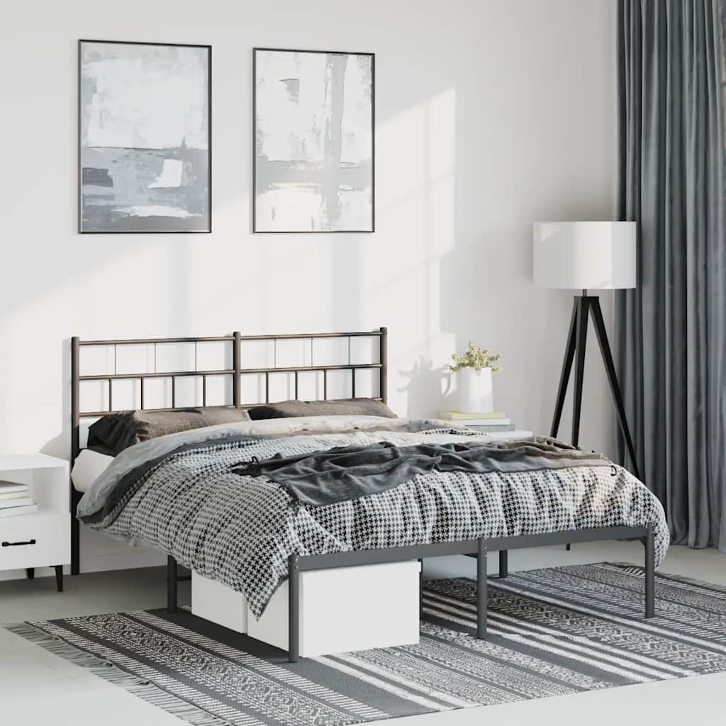 Estrutura de cama com cabeceira 135x190 cm metal preto