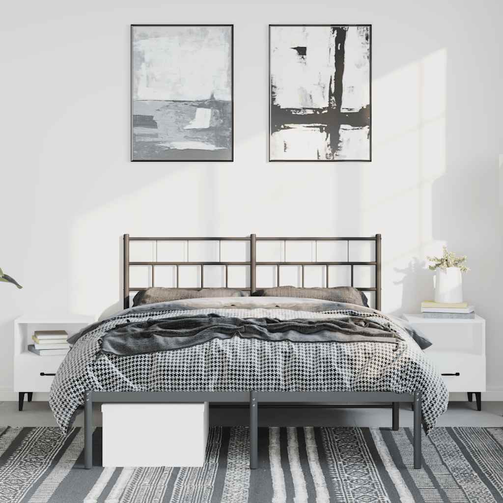 Estrutura de cama com cabeceira 135x190 cm metal preto