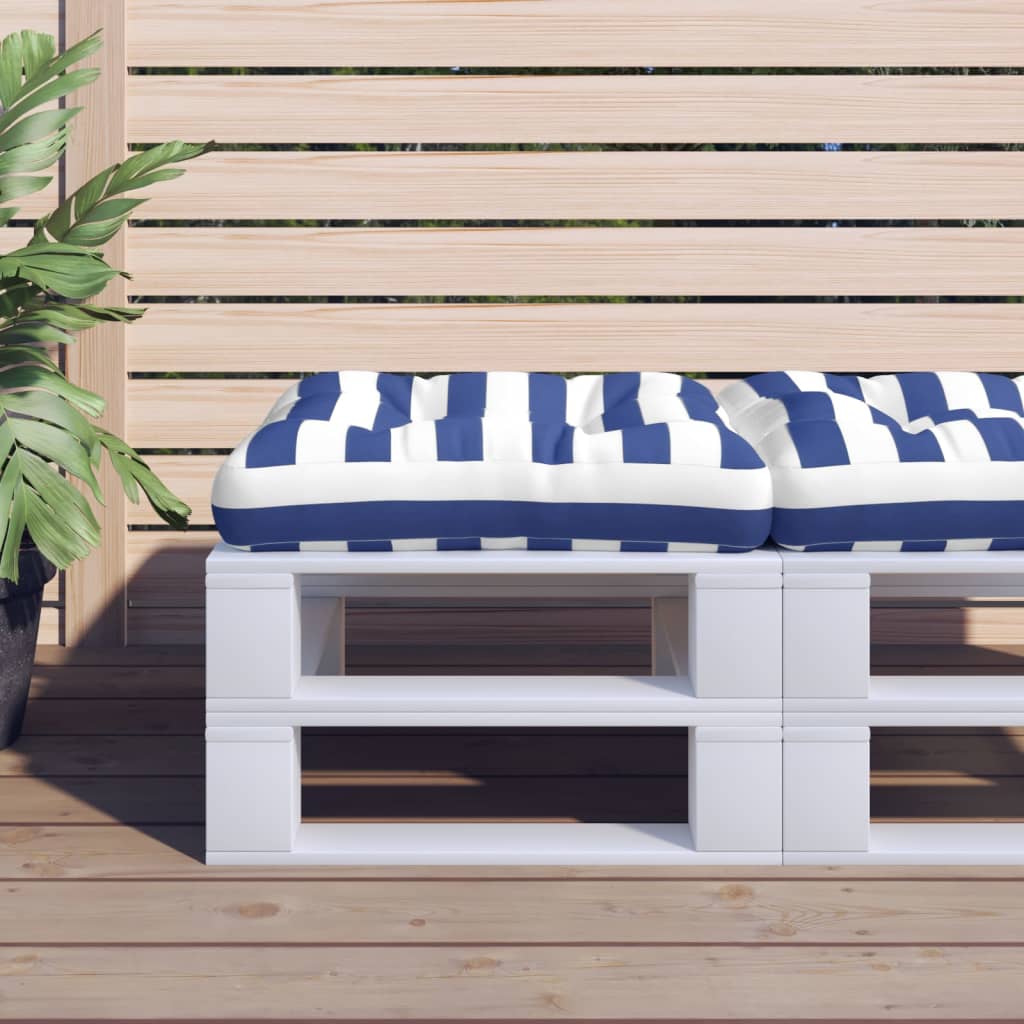 Almofadão para sofá de paletes 60x60x12 cm tecido azul/branco