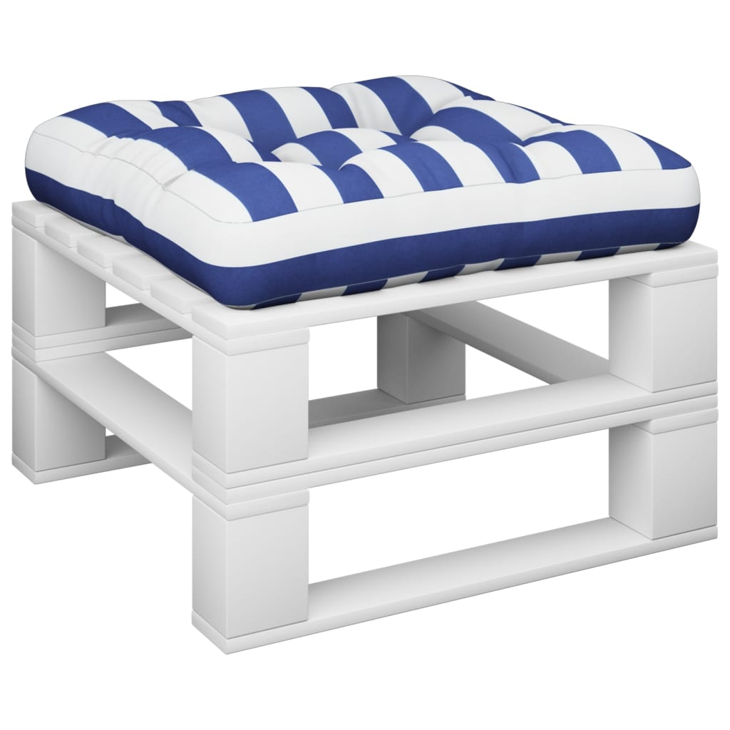 Almofadão para sofá de paletes 60x60x12 cm tecido azul/branco