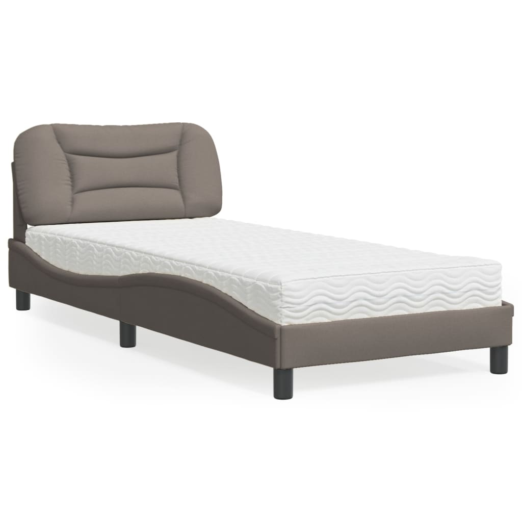 Cama com colchão hvar 90x200 cm tecido cinzento-acastanhado