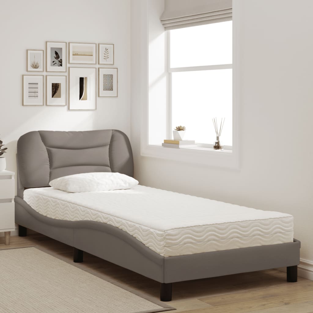 Cama com colchão hvar 90x200 cm tecido cinzento-acastanhado