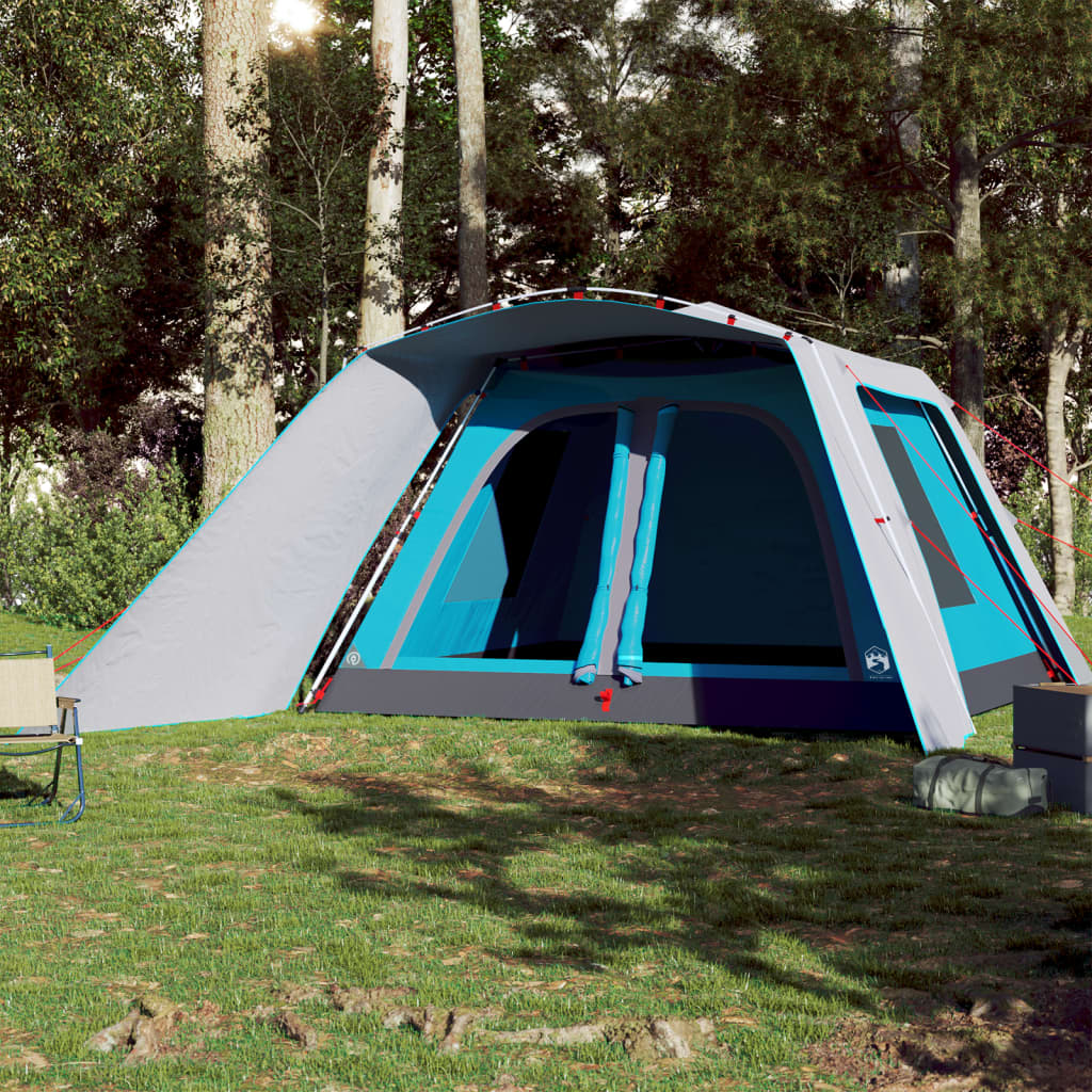 Tenda familiar com alpendre 9 pessoas libertação rápida azul