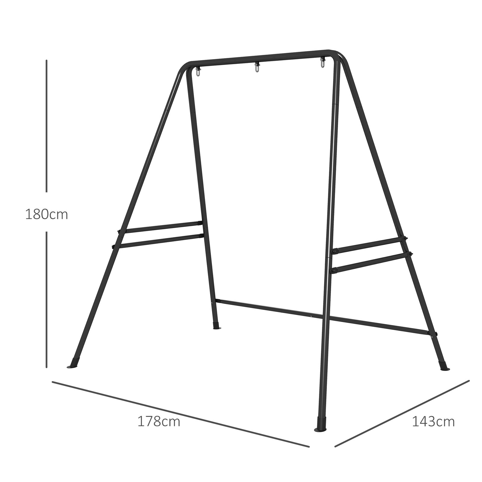 Suporte para cadeira suspensa 130 cm suporte para baloiço com estrutura em aço capacidade 150 kg para pátio jardim preto