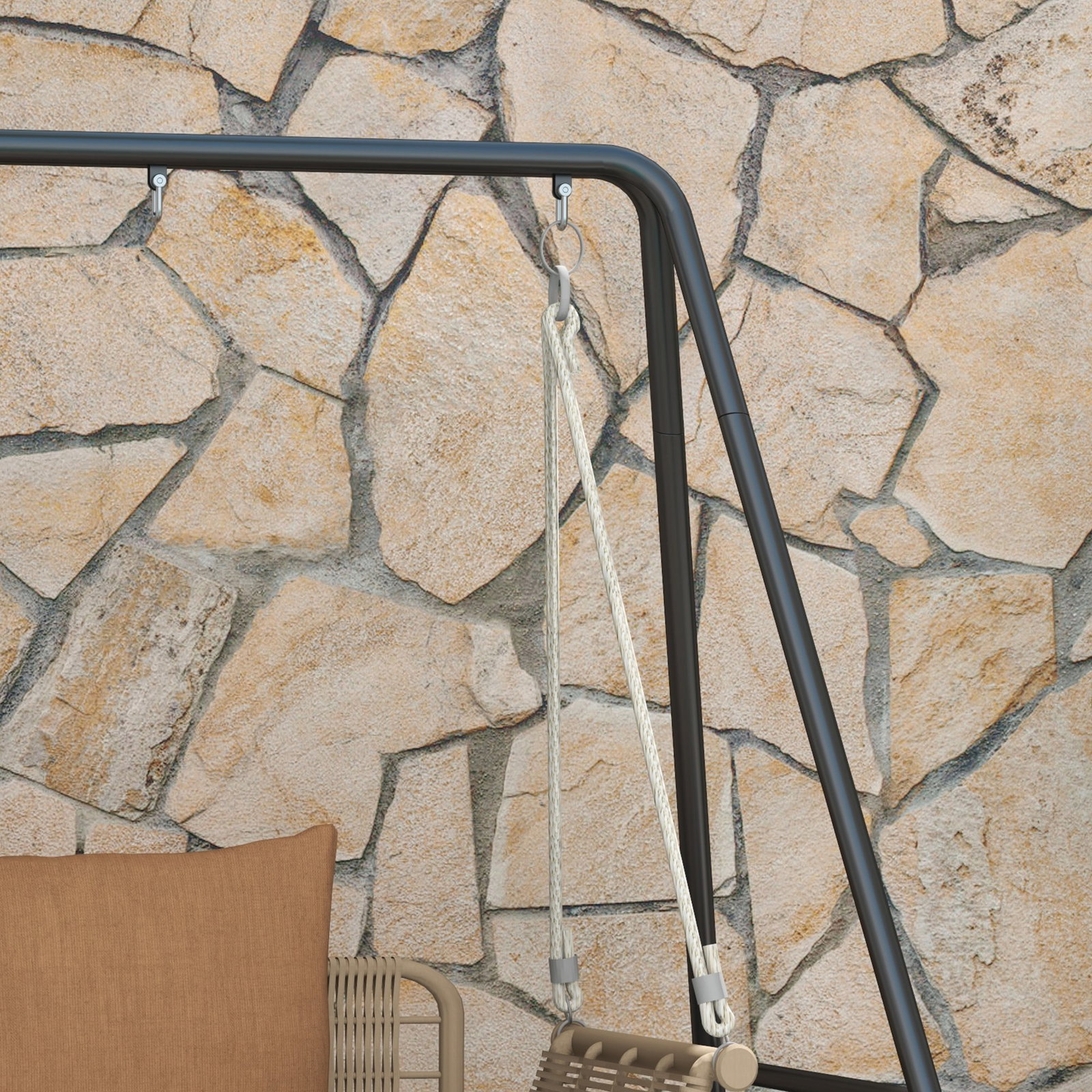 Suporte para cadeira suspensa 130 cm suporte para baloiço com estrutura em aço capacidade 150 kg para pátio jardim preto
