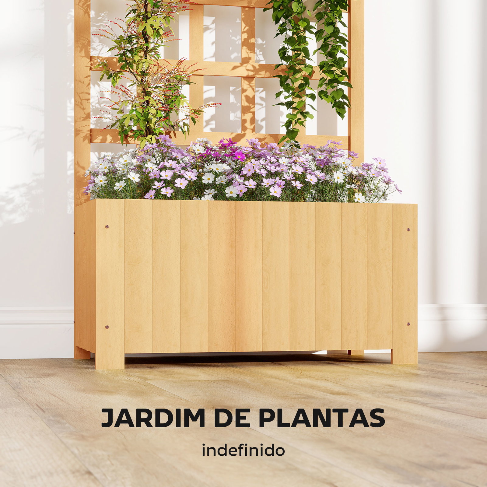 Floreira com treliça de madeira para plantas trepadeiras com orifícios de drenagem floreira elevada 60x30x120 cm madeira