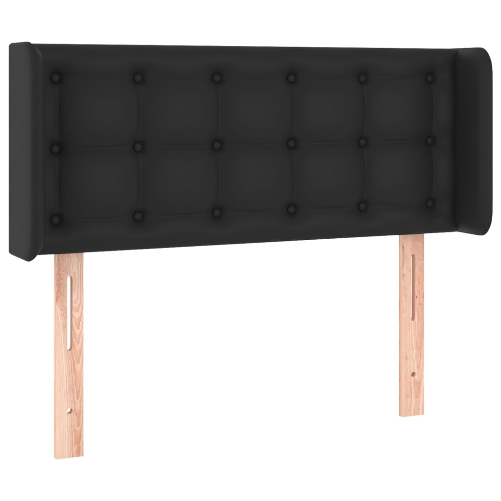 Cabeceira de cama c/ LED couro artificial 103x16x78/88 cm preto