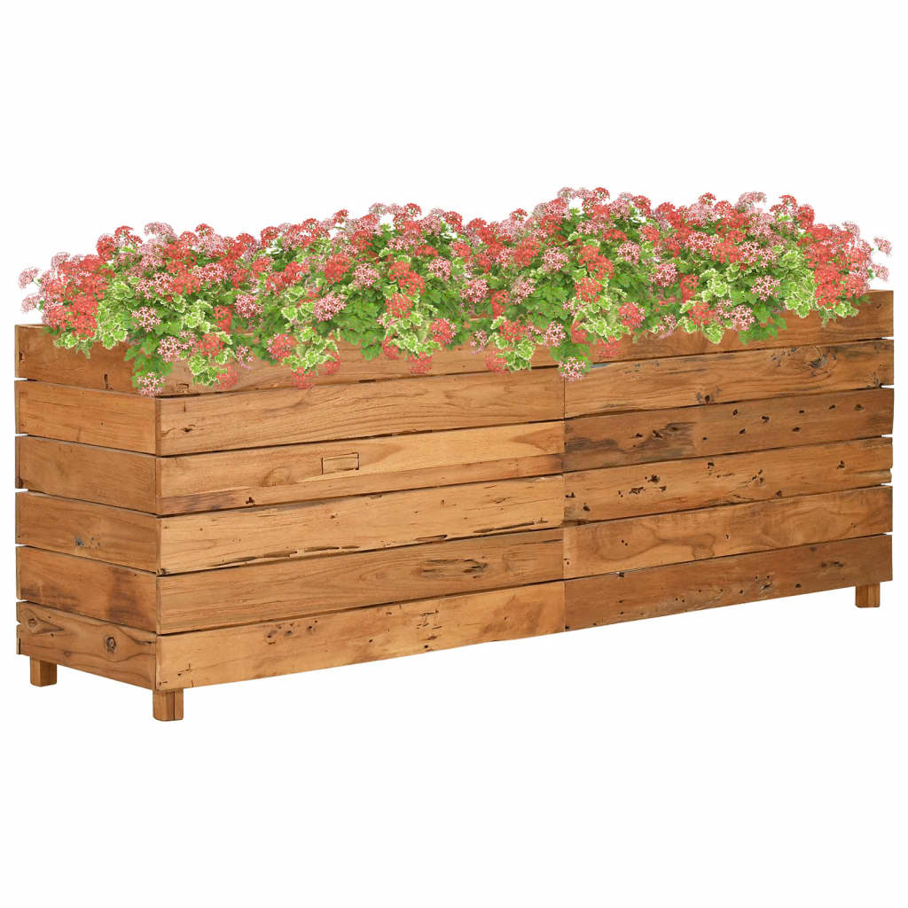 Vaso/floreira 150x40x55 cm madeira de teca reciclada e aço