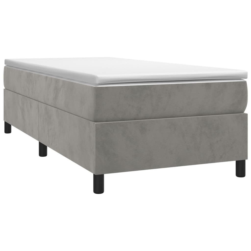 Estrutura de cama com molas 100x200 cm veludo cinzento-claro