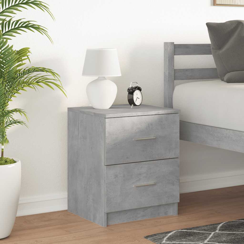 Mesa de cabeceira com 2 gavetas 40x36x50 cm cinzento cimento