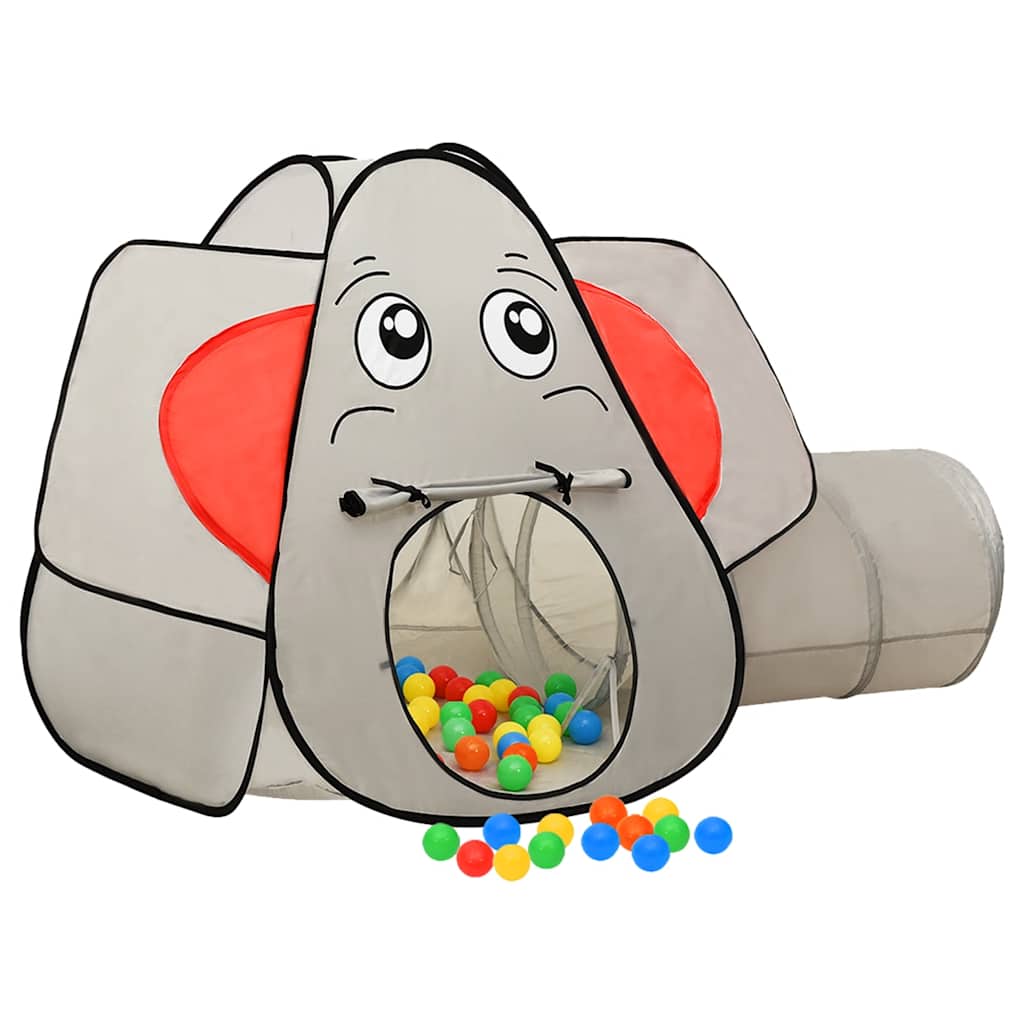 Tenda de brincar elefante com 250 bolas 174x86x101 cm cinzento