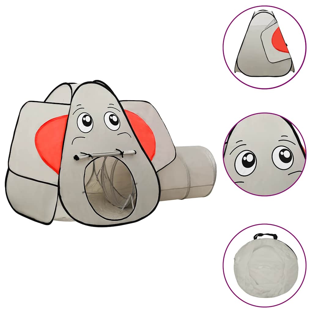 Tenda de brincar elefante com 250 bolas 174x86x101 cm cinzento