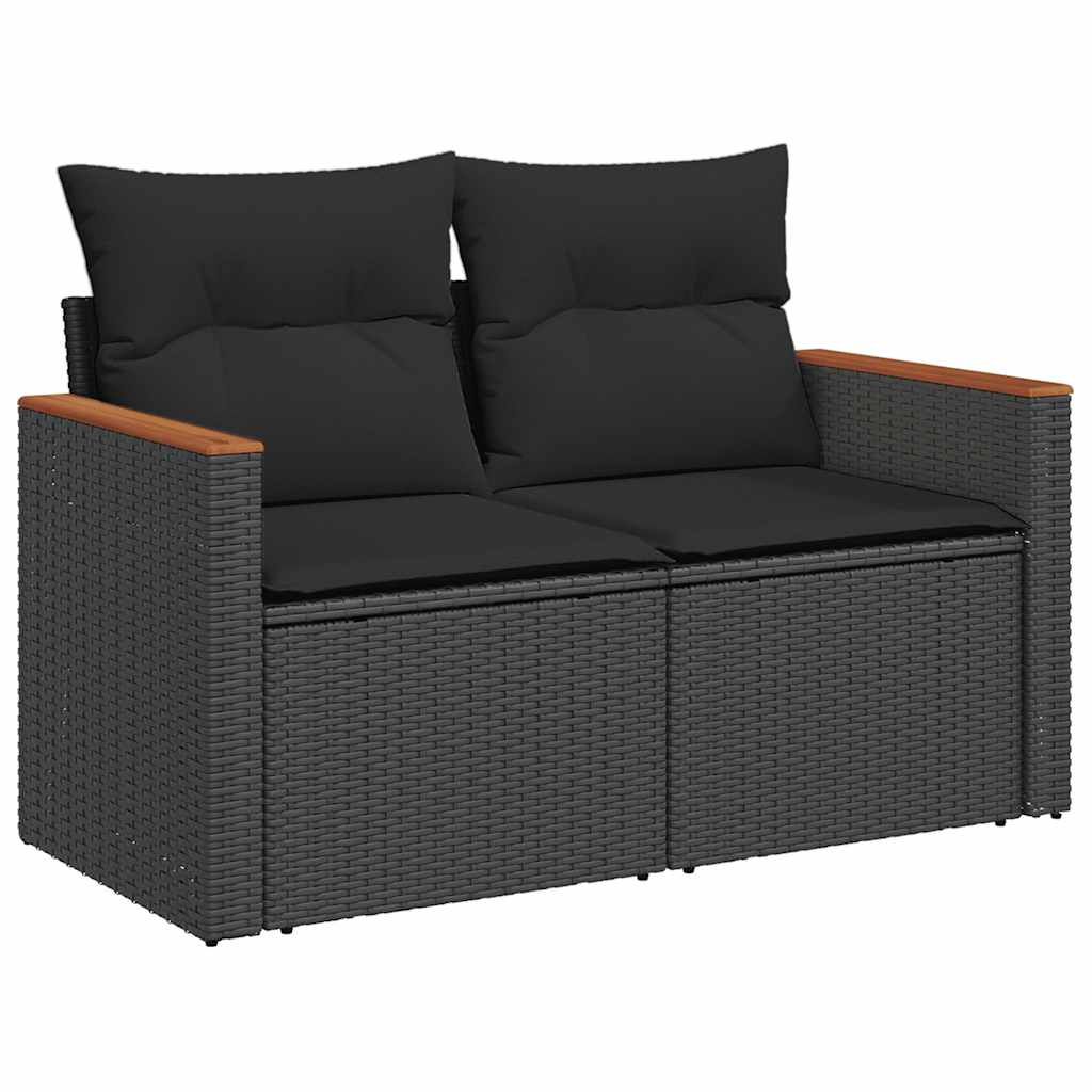 5 Pcs conjunto sofás de jardim com almofadões acácia e vime PE
