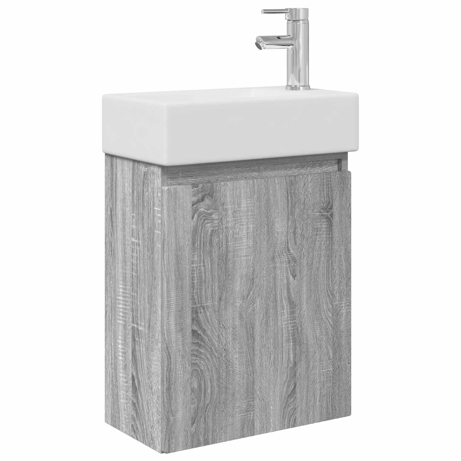 Conjunto de móveis de banheiro com torneira sonoma cinzento