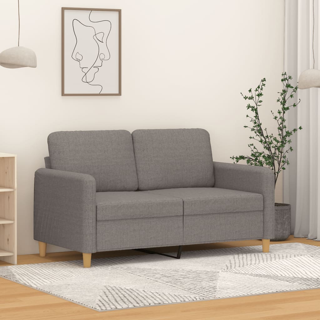 Sofá de 2 lugares tecido 120 cm cinzento-acastanhado