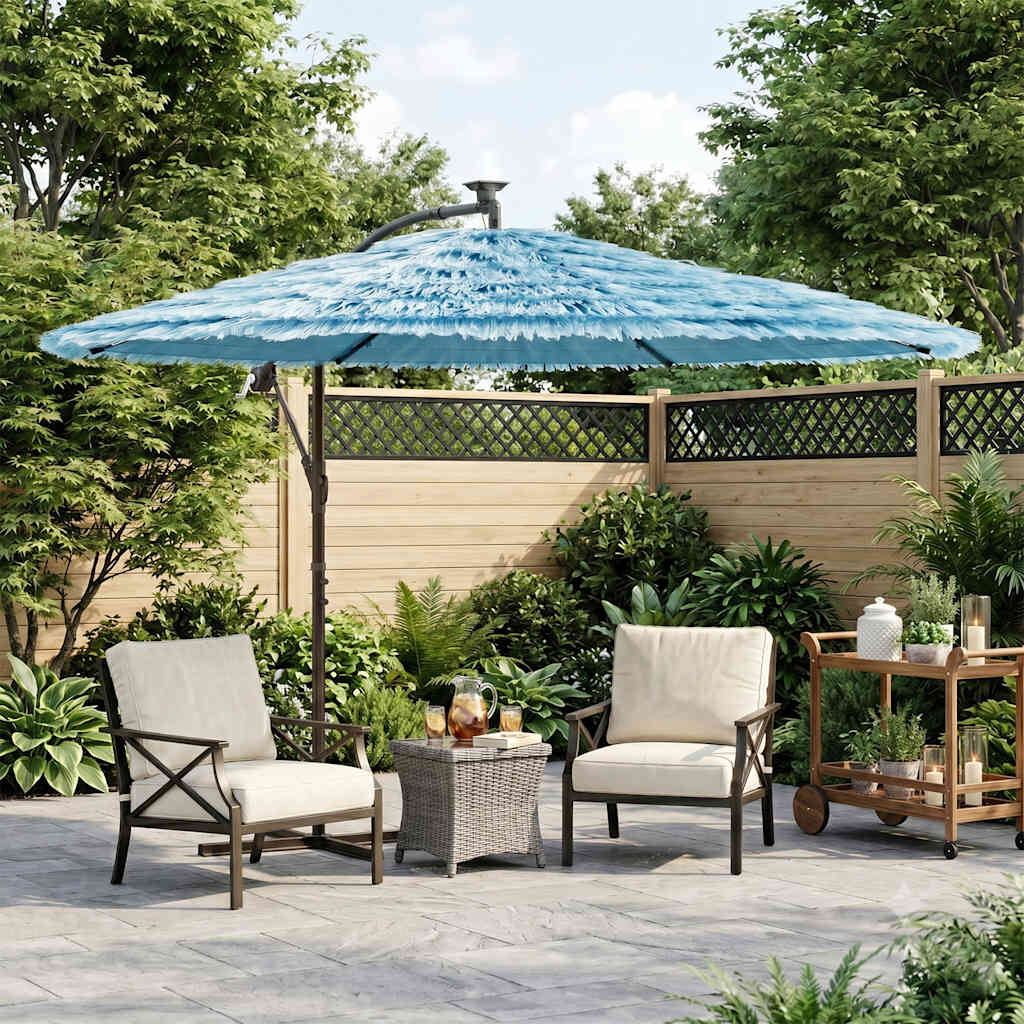 Guarda-sol de jardim com poste de aço 269x269x235 cm azul