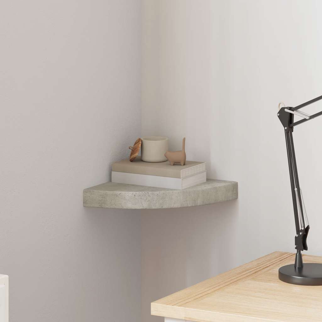 Prateleira de canto parede 25x25x3,8 cm MDF cinzento cimento