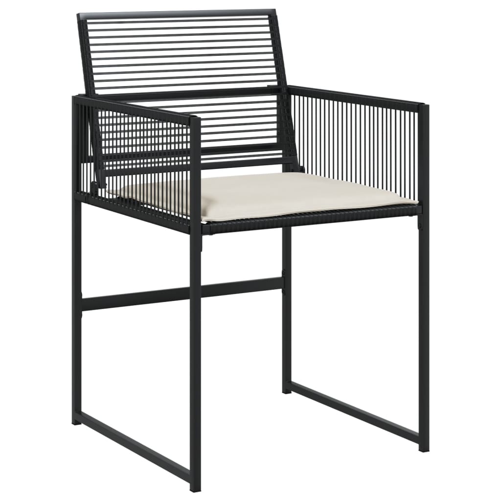Cadeiras de jardim com almofadões 4 pcs vime PE preto