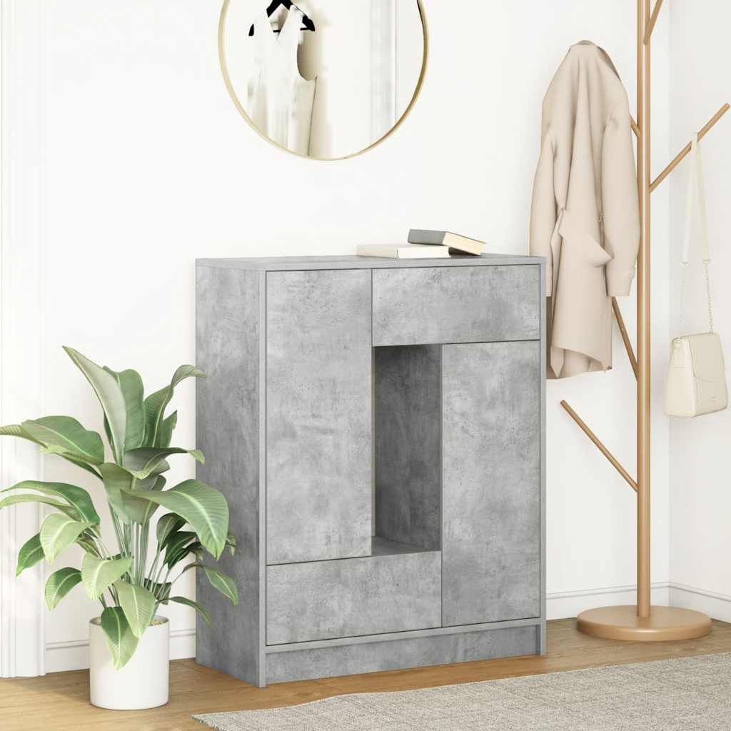 Aparador com gavetas e portas 73x31x90 cm cinza cimento