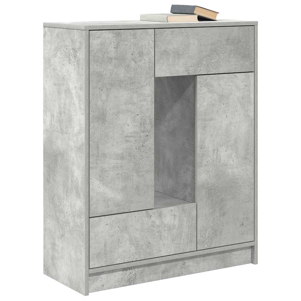 Aparador com gavetas e portas 73x31x90 cm cinza cimento