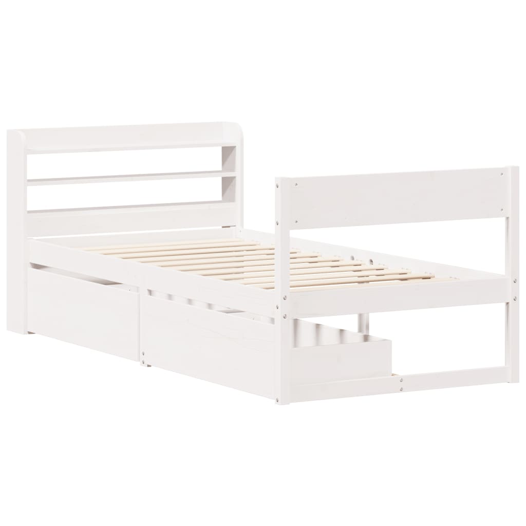 Cama sem colchão 90x200 cm madeira de pinho maciça branco