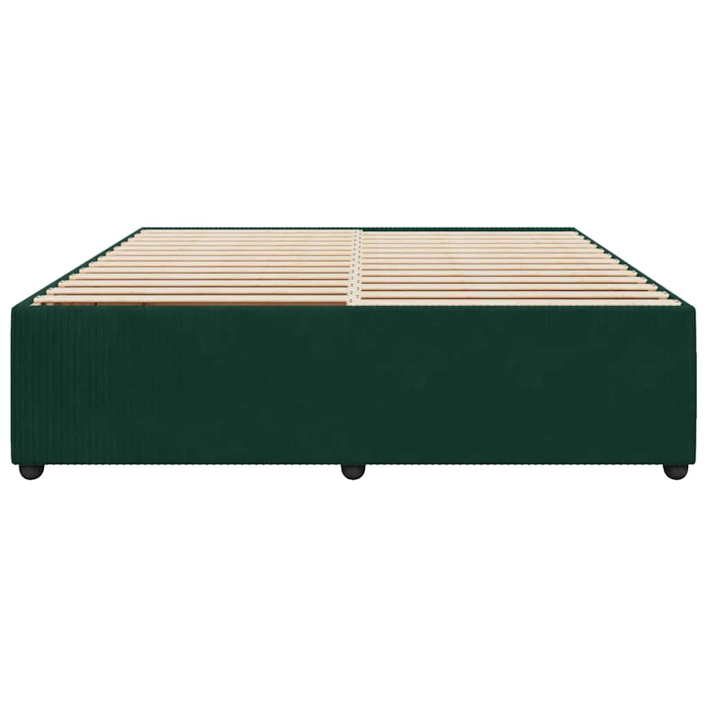 Estrutura de cama sem colchão 200x200 cm veludo verde-escuro