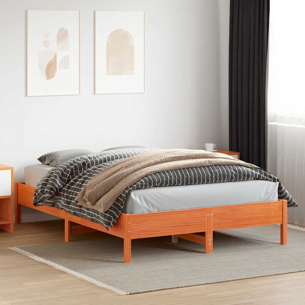 Cama sem colchão 120x200 cm madeira pinho maciça castanho-mel