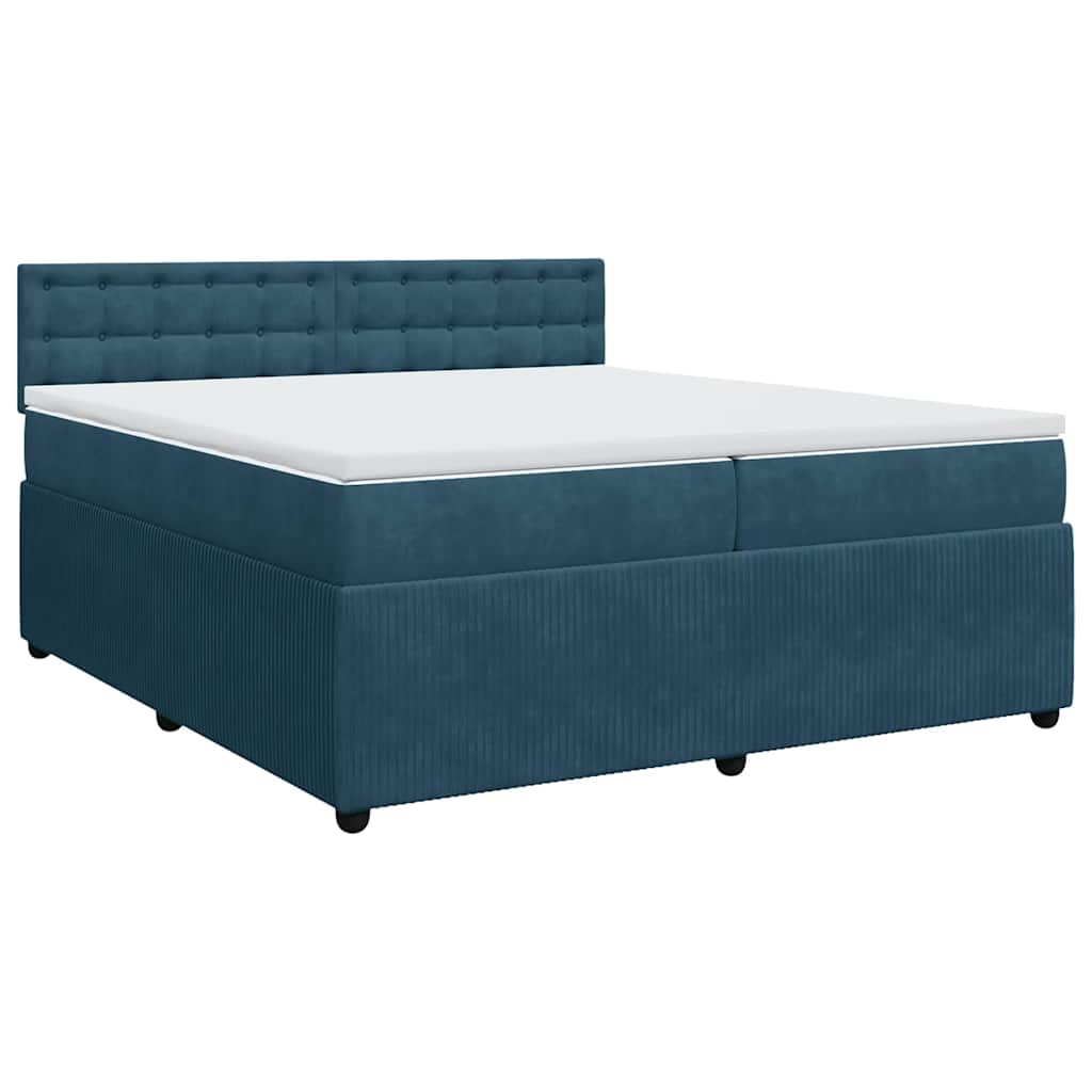 Cama com molas/colchão 200x200 cm veludo azul