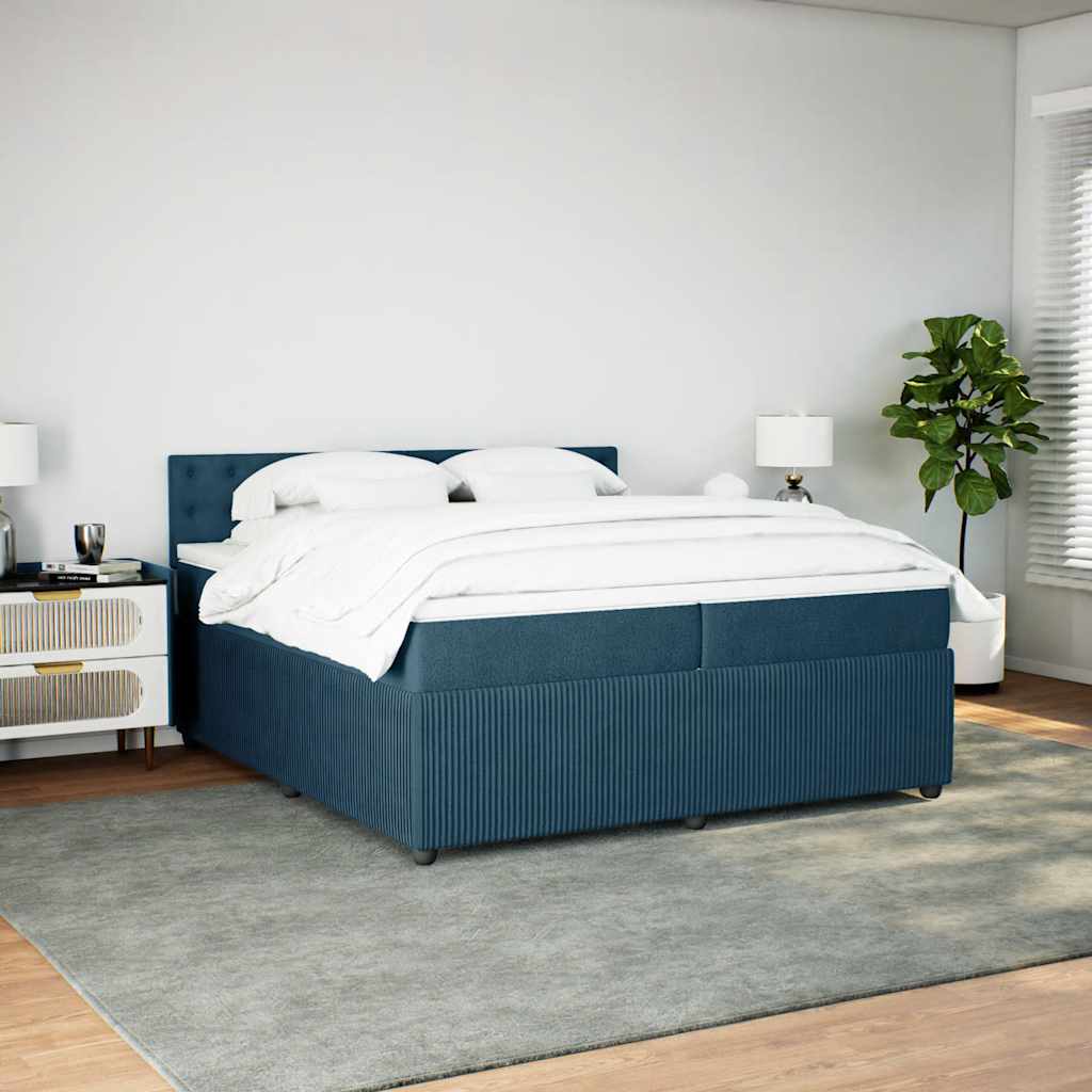 Cama com molas/colchão 200x200 cm veludo azul