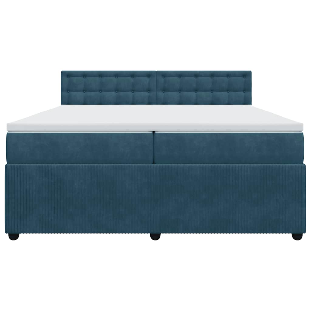 Cama com molas/colchão 200x200 cm veludo azul
