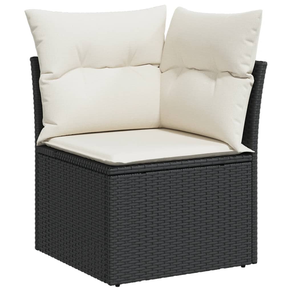 6 Pcs conjunto sofás de jardim c/ almofadões vime PE preto